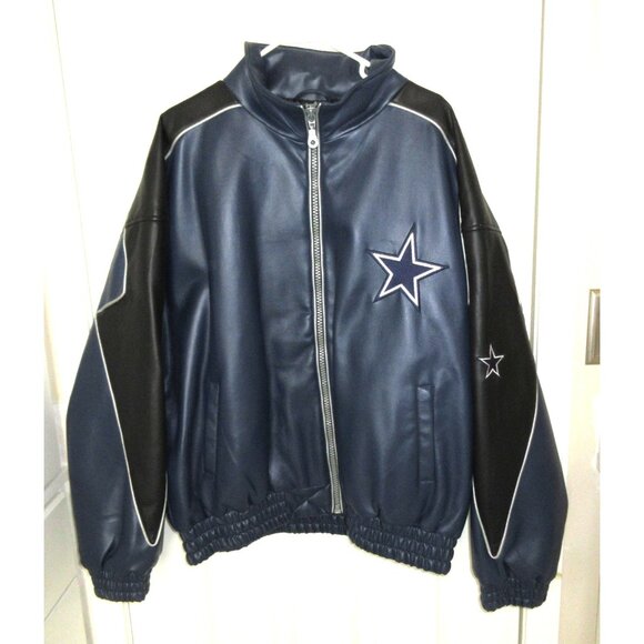 Dallas Cowboys Mens Jacket XL Faux Leather NFL Essex Game Day New Without Tags - Picture 1 of 16